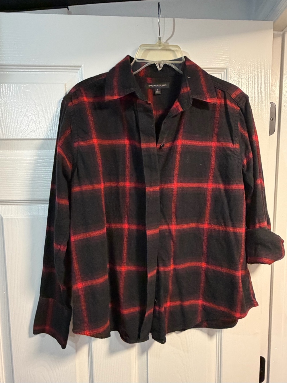 Banana Republic Black and Red Plaid Button-Down Shirt